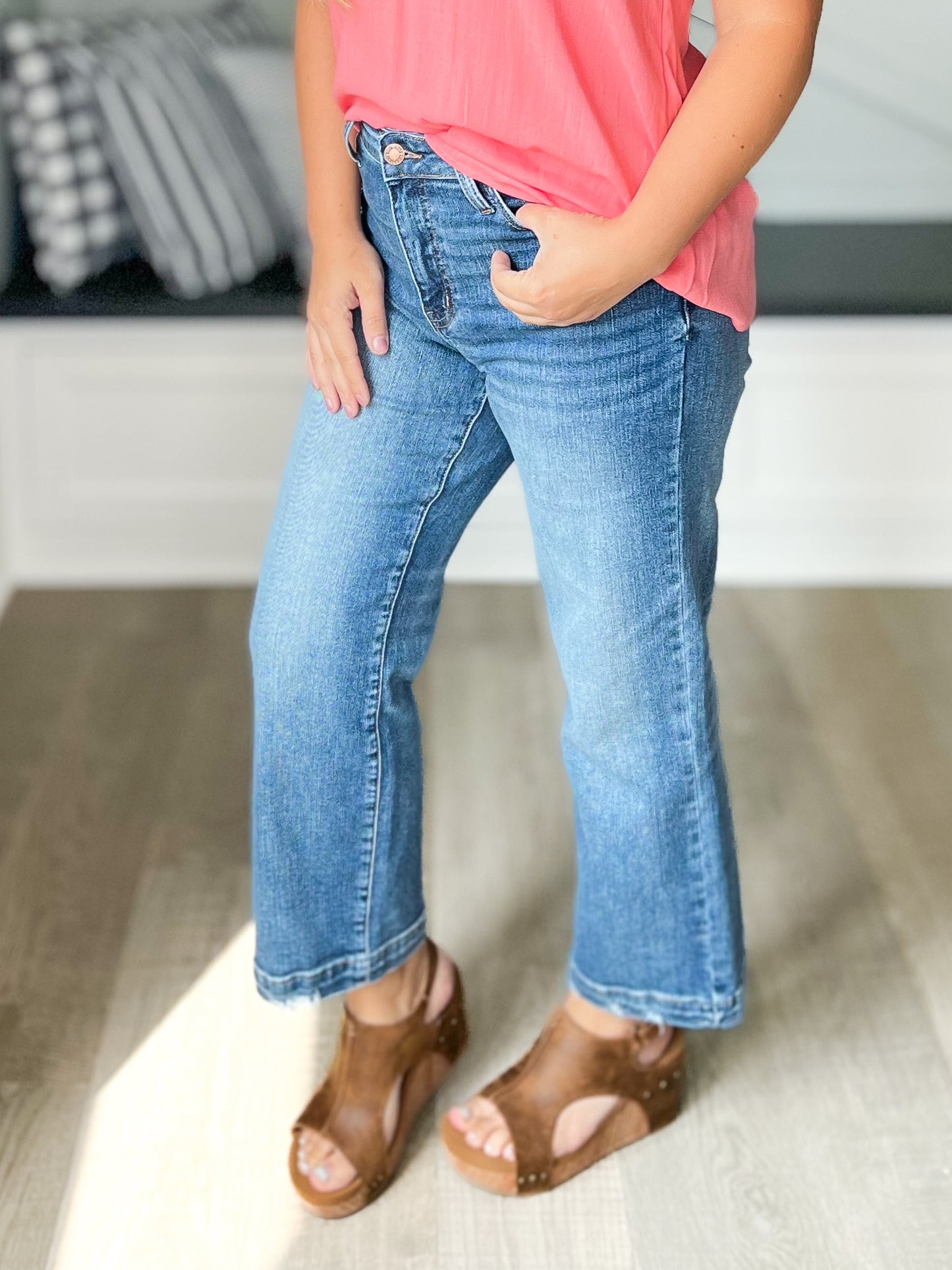 Home Run - Judy Blue Cropped Wide Leg