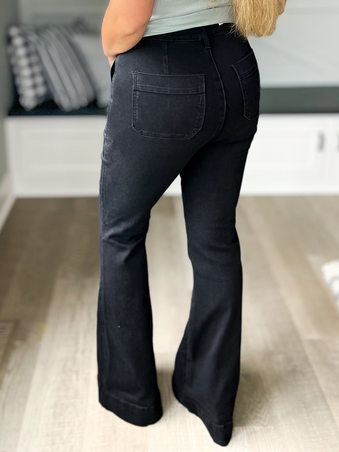 Black Magic - Judy Blue Pull On Waist Trouser Flare Jeans