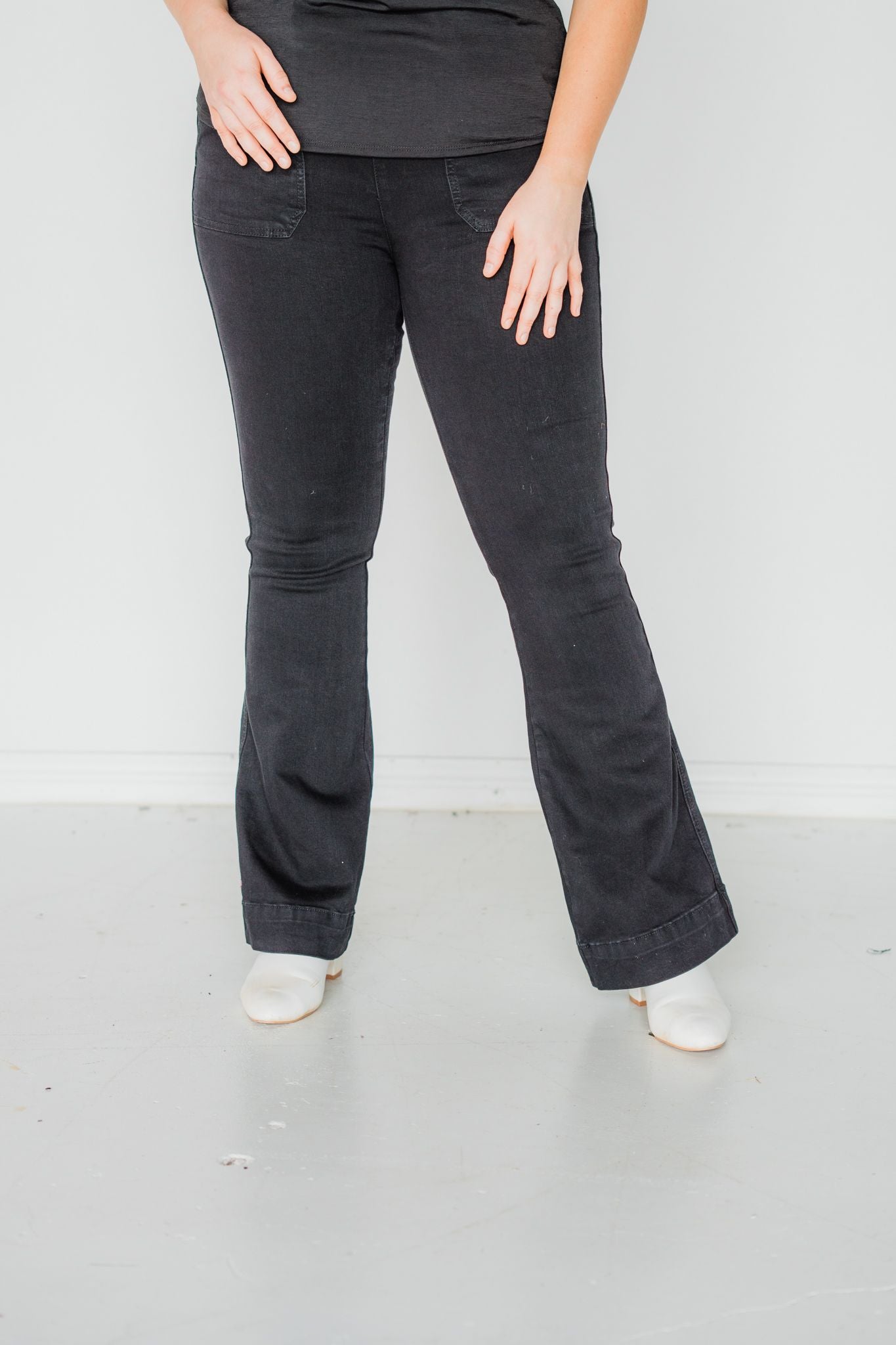 Black Magic - Judy Blue Pull On Waist Trouser Flare Jeans