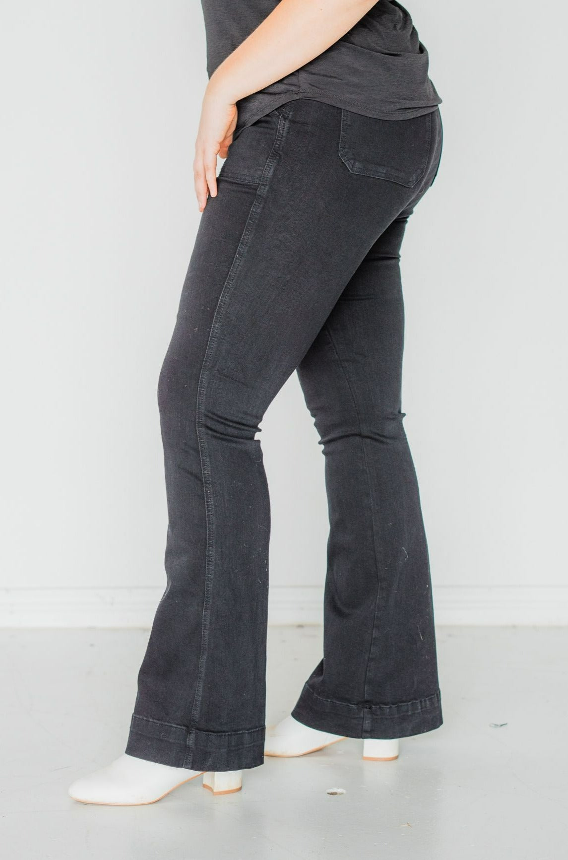 Black Magic - Judy Blue Pull On Waist Trouser Flare Jeans