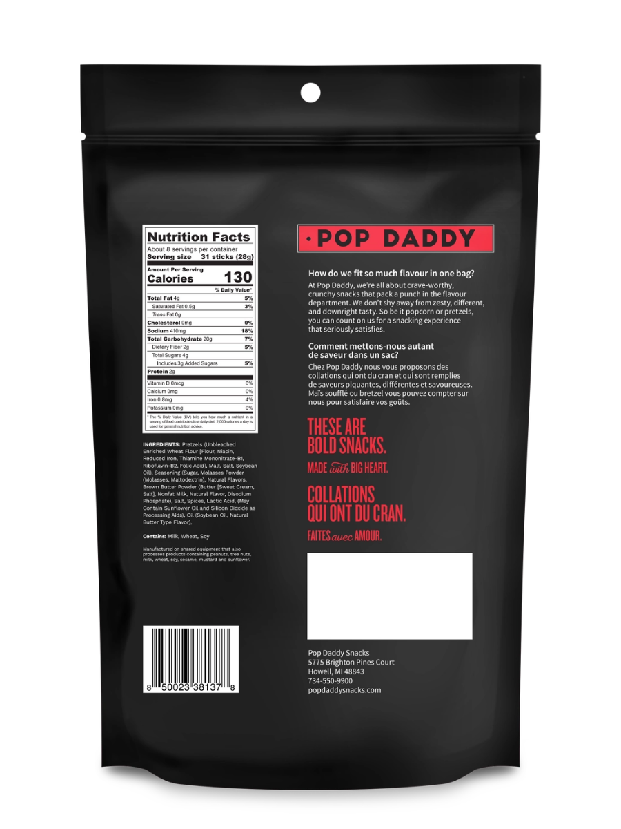 7.5oz Pop Daddy Pretzels - Maple & Brown Butter