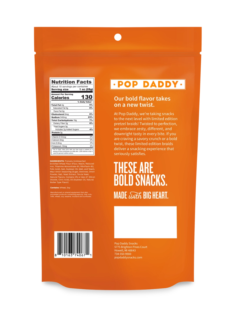 7.5oz Pop Daddy Pretzels - Sweet Maui Onion