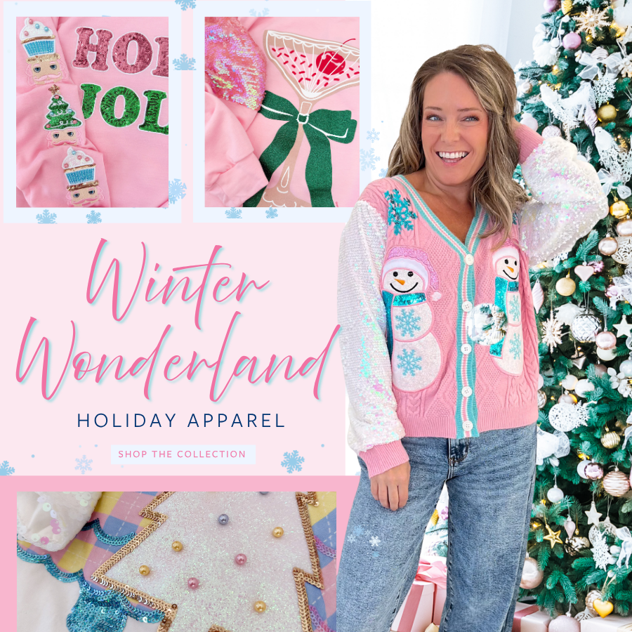 From playful graphic tees and cozy hoodies to festive pajamas and fun tops, these pieces are all about keeping Holiday stylish and a little sparkly.