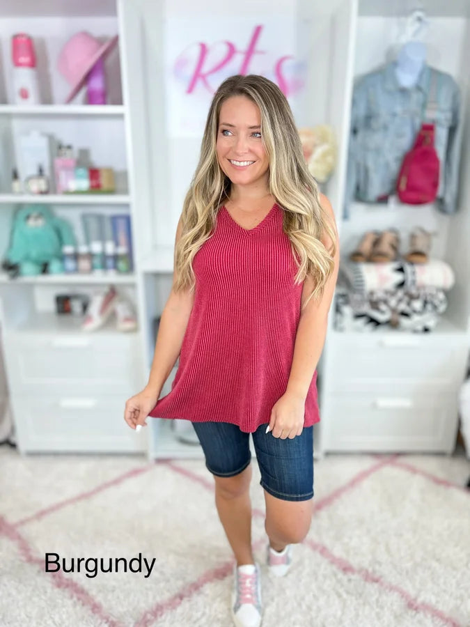 Basic Corded Knit Tank Top