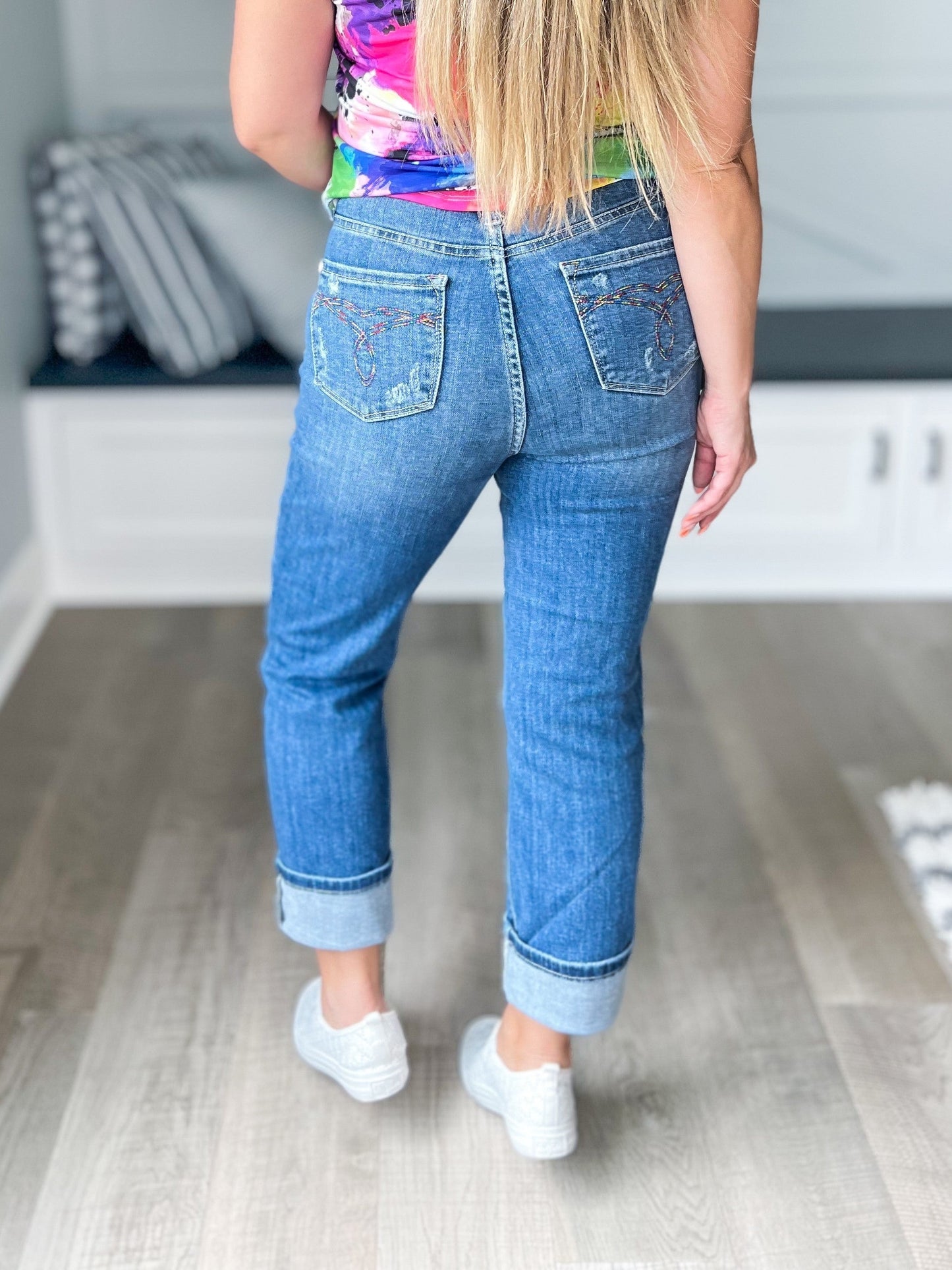 The Perfect Pair - Judy Blue Distressed Cropped Straight Leg Jean