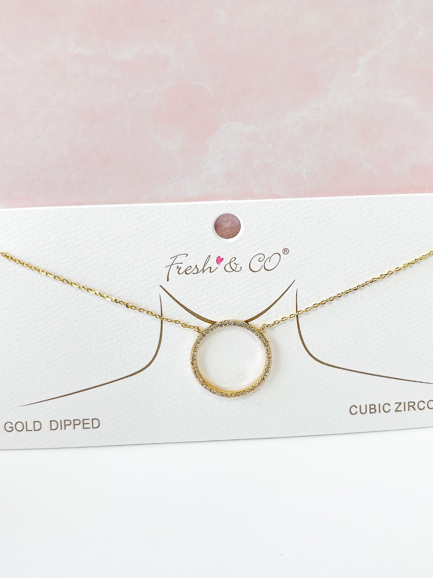 White Gold Dipped Circle Pendant Necklace