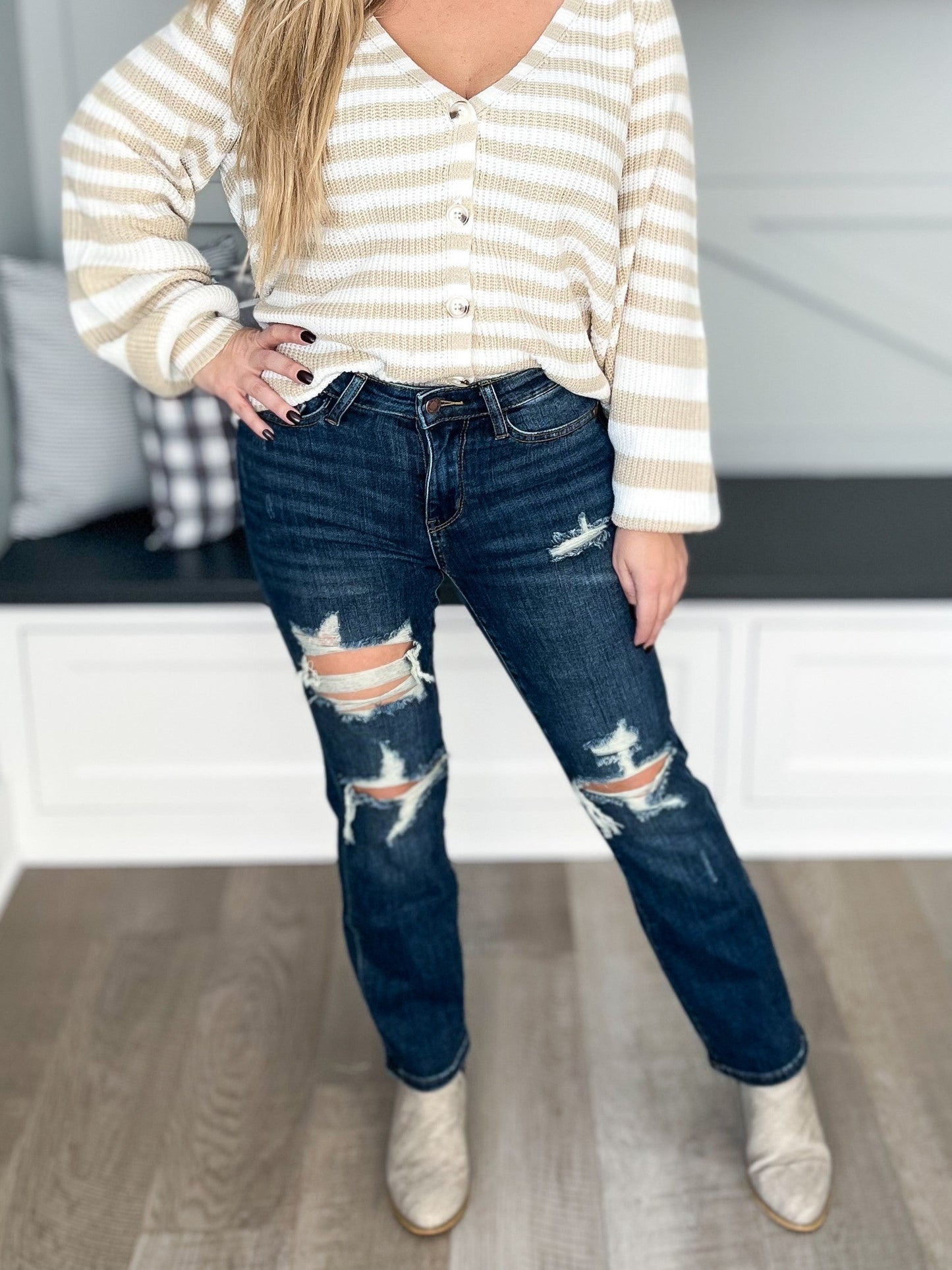 Hey Shorty - Judy Blue Cropped Straight Leg Jean