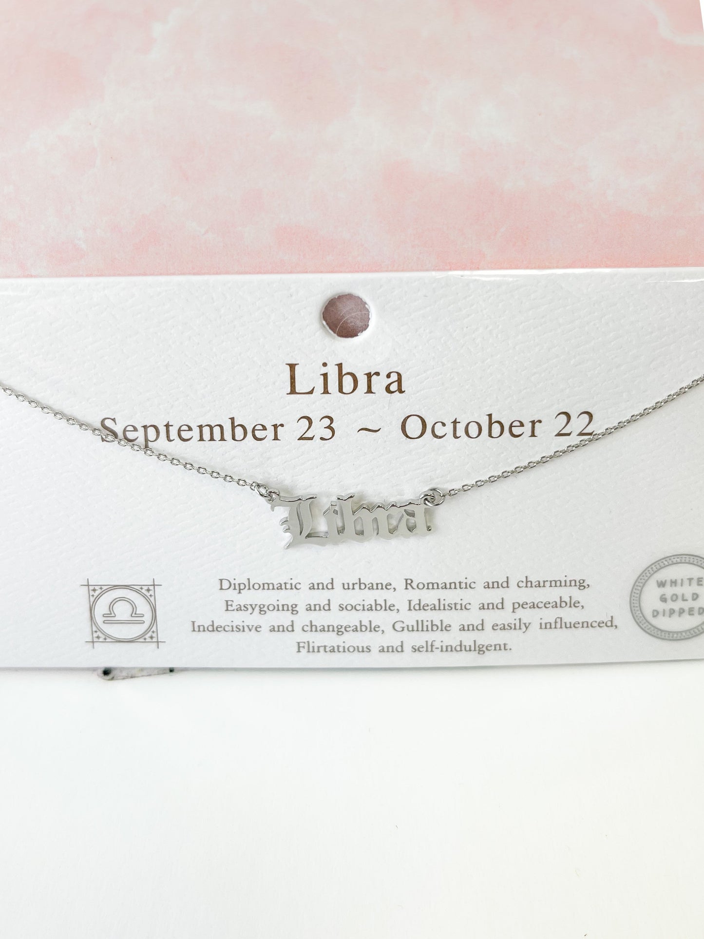 White Gold Dipped Zodiac Sign Necklace  - Final Sale