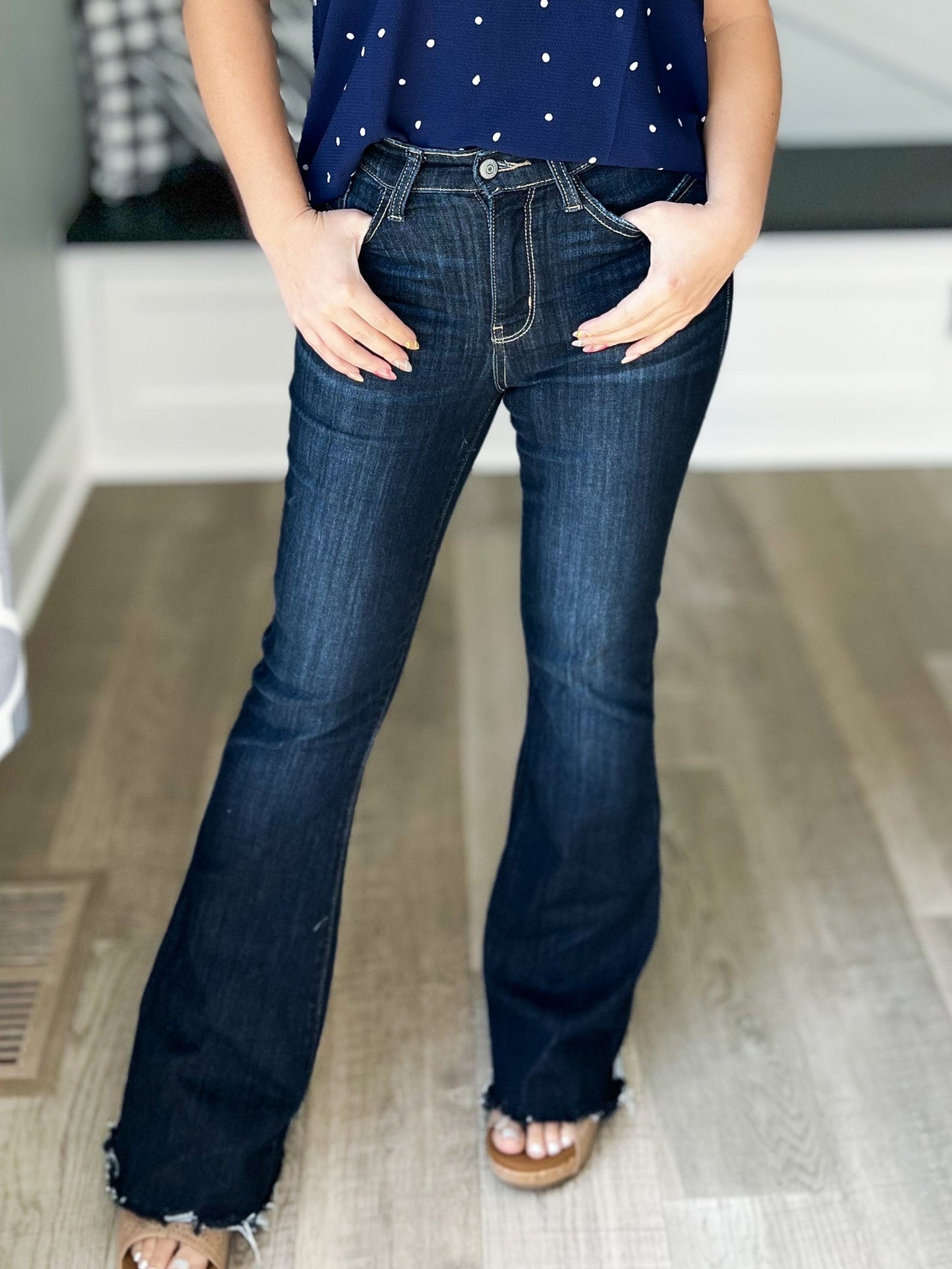 Full Spectrum - Judy Blue Raw Hem Flare Jeans
