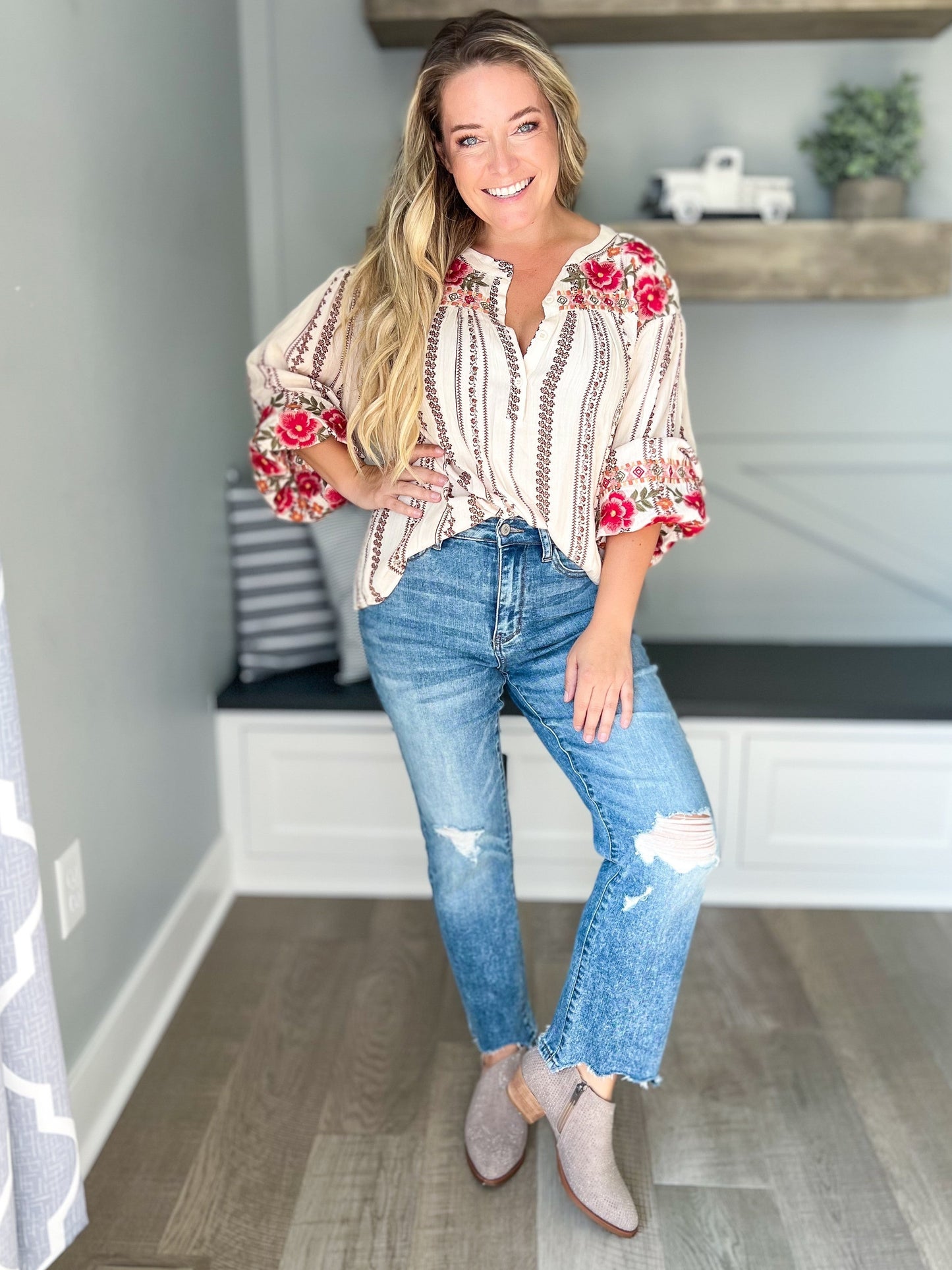 Take A Bite - Judy Blue Cropped Chew Hem Bootcut Jean