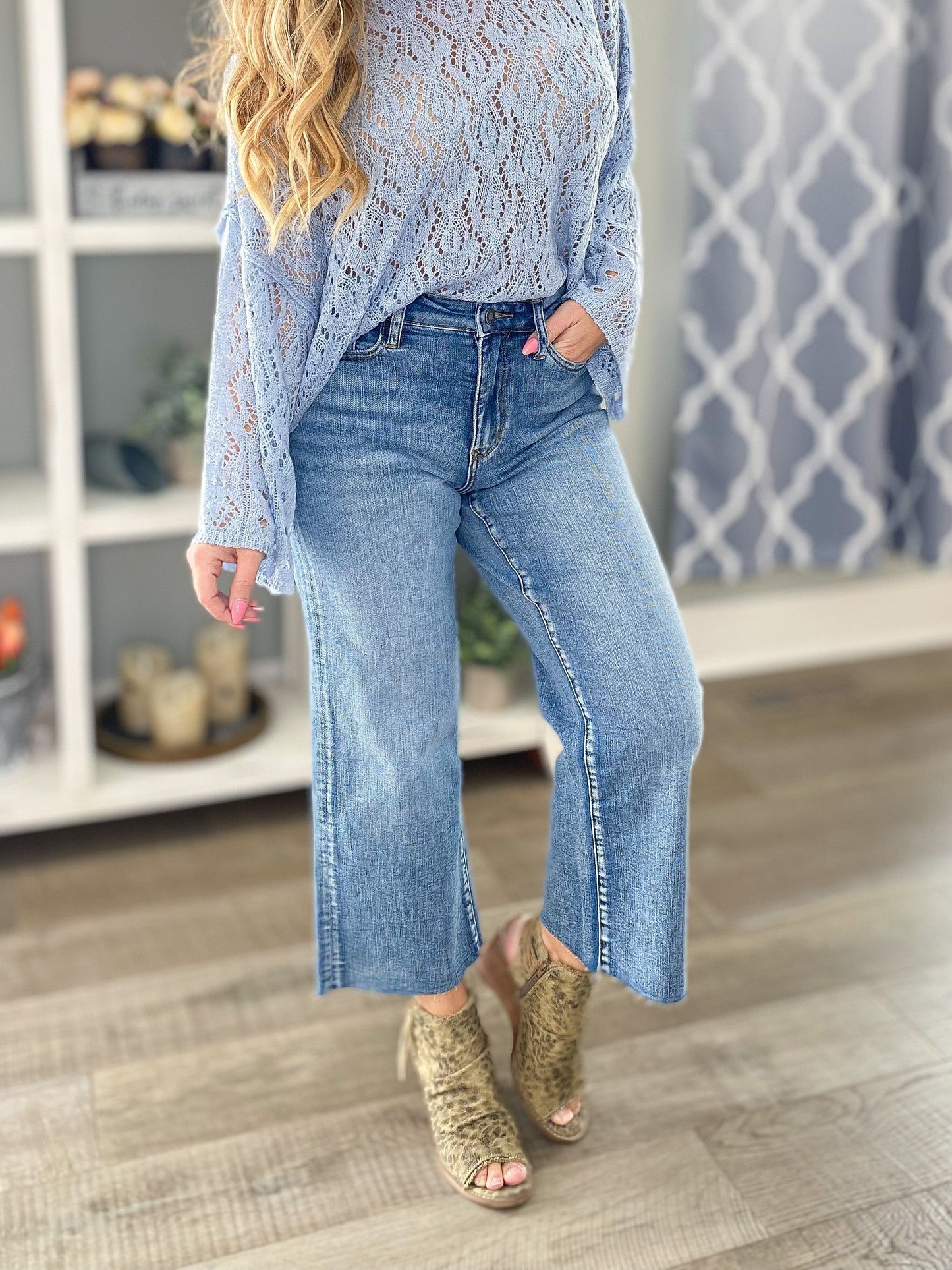 Y2K Judy Blue Wide Leg Crop Jeans