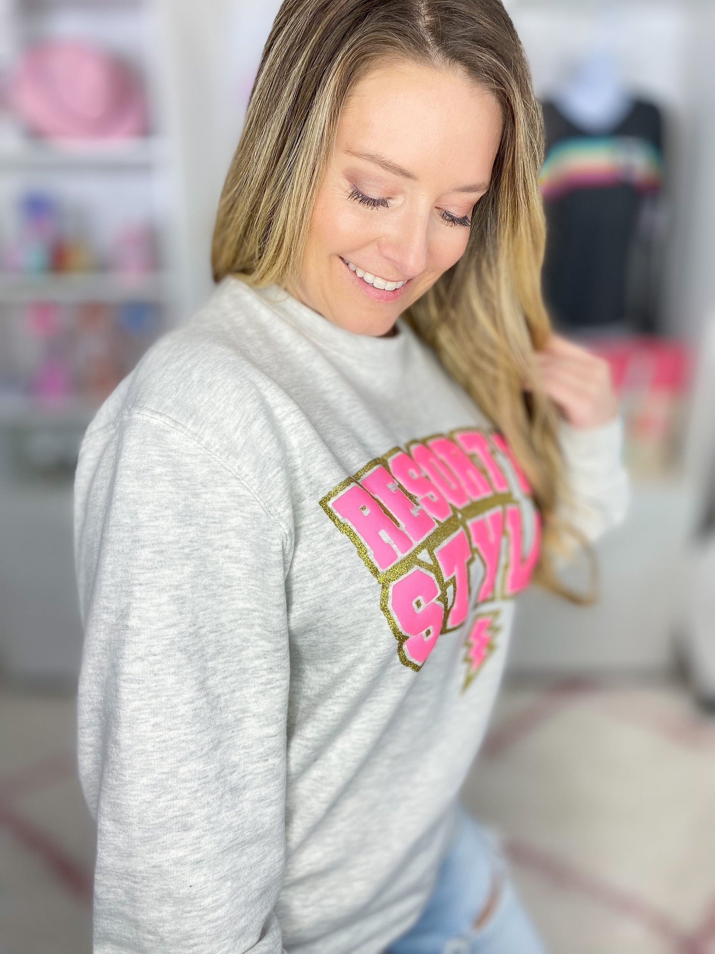 Custom Resort To Style Puff Letter Sweatshirt - Final Sale
