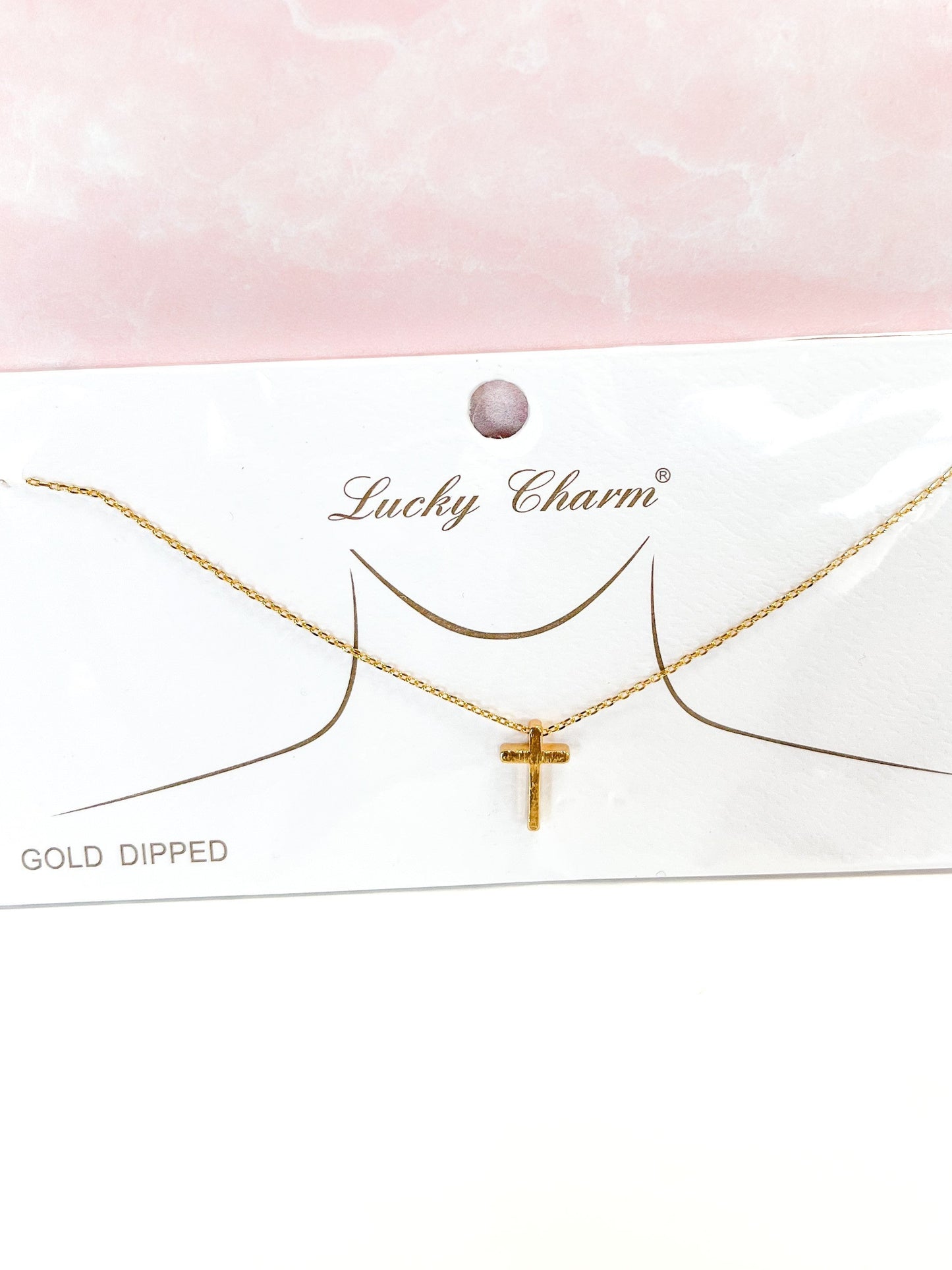 Gold Dipped Mini Cross Pendant Necklace