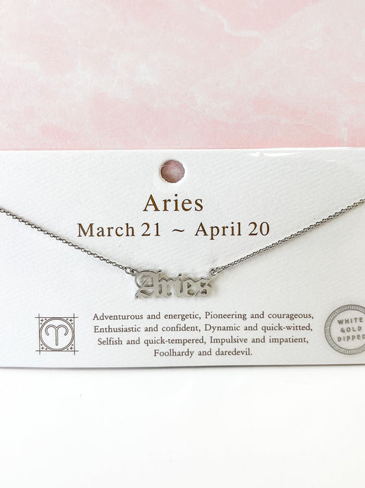 White Gold Dipped Zodiac Sign Necklace  - Final Sale