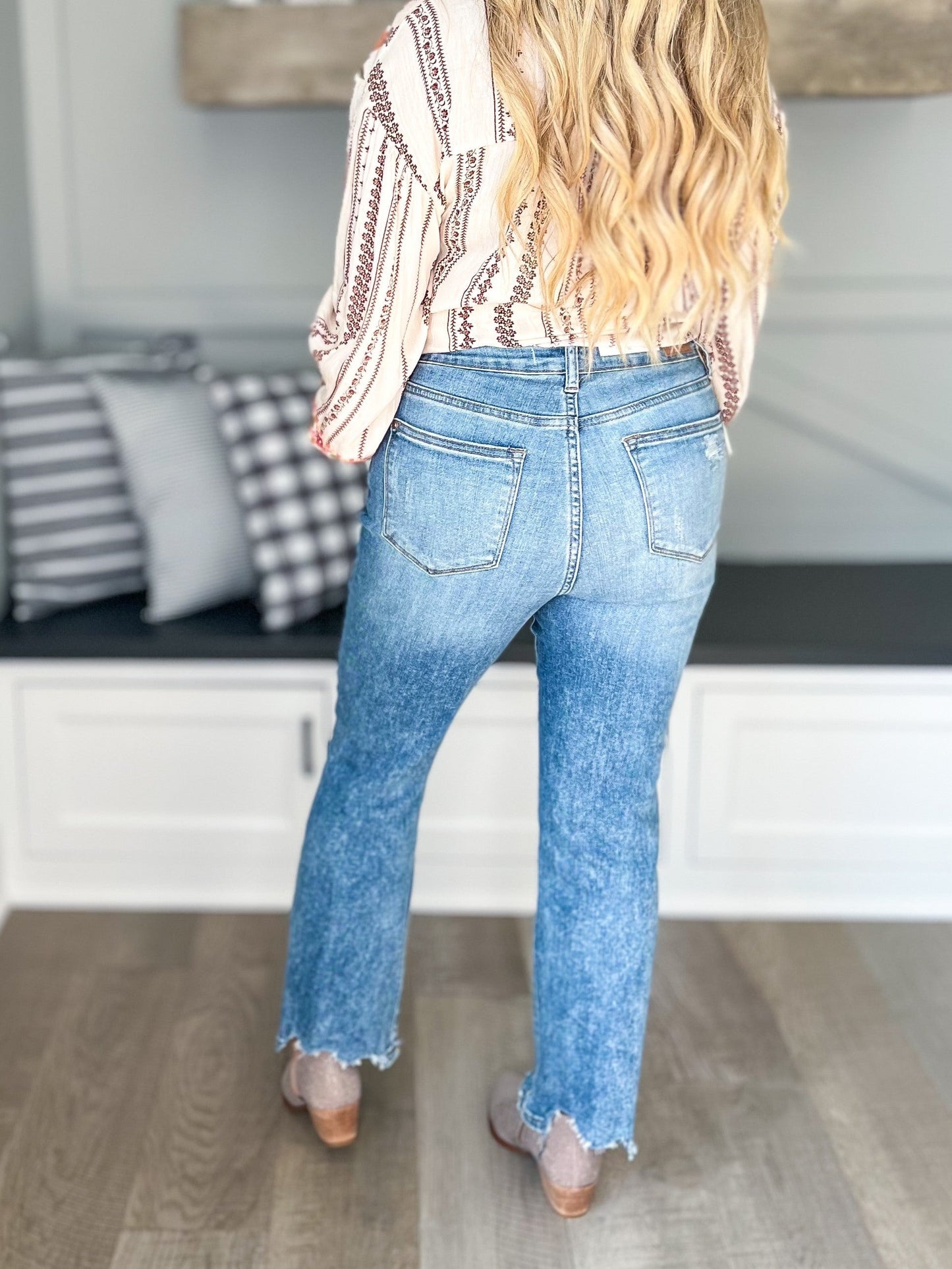 Take A Bite - Judy Blue Cropped Chew Hem Bootcut Jean