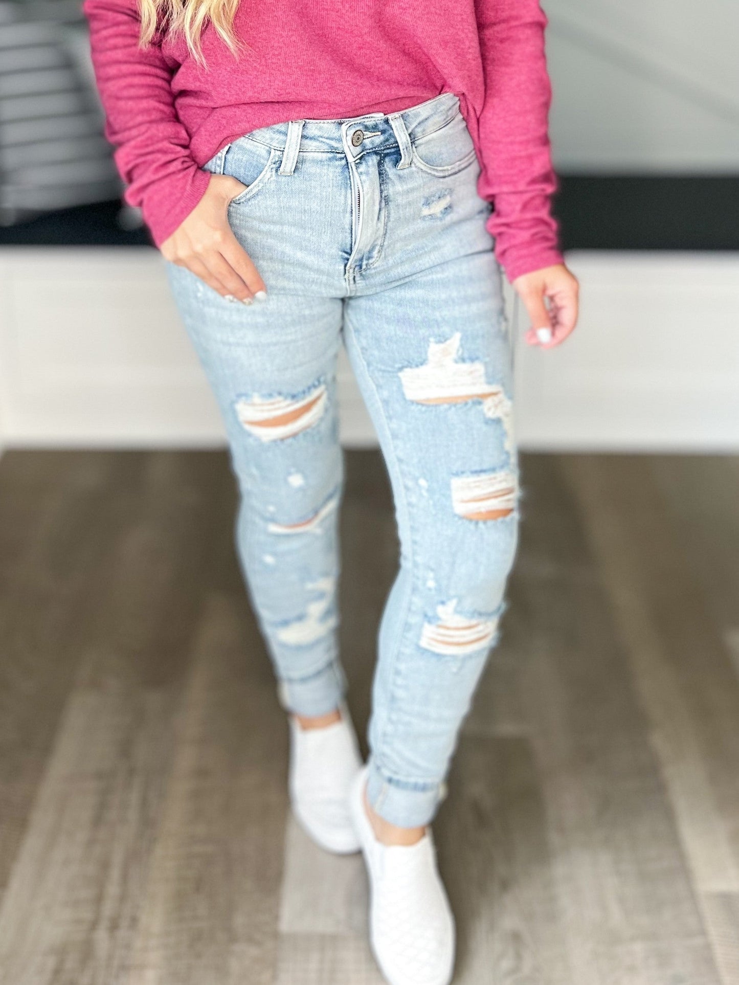 Magic In The Middle - Judy Blue Destroyed Tummy Control Skinny Jean