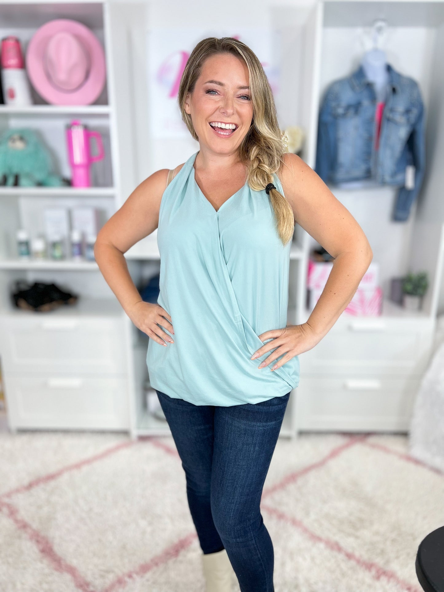 Zenana Brushed DTY Surplice Halter Top