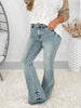 Just The Right Shade - Judy Blue Tinted Pin Tack Detail Flare Jeans