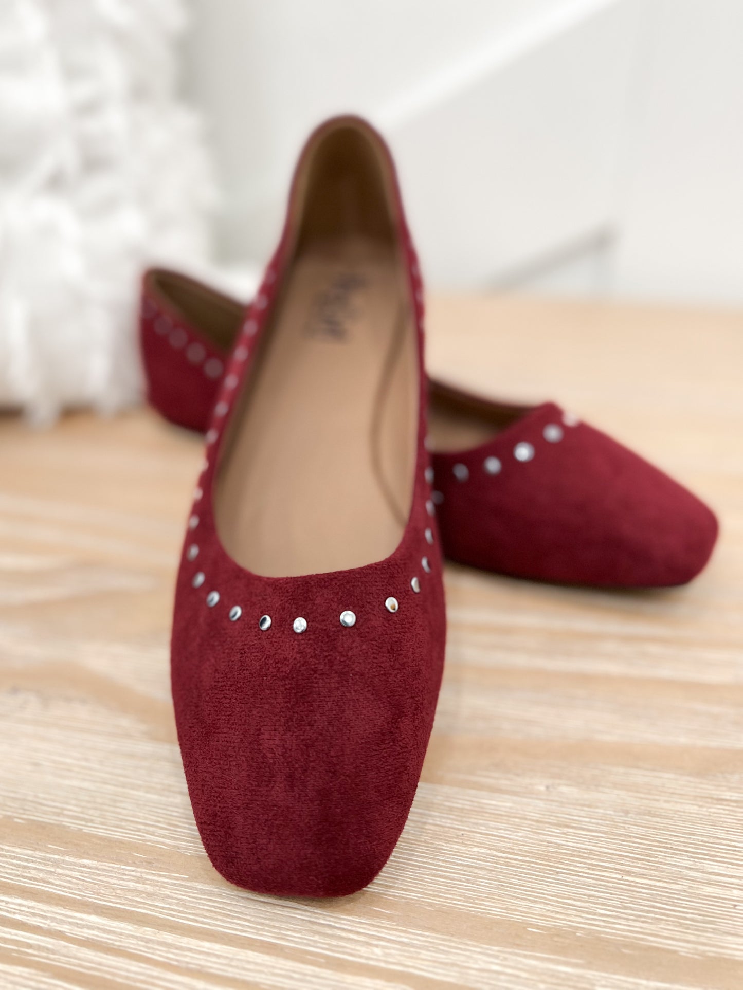 Corky's Just In Time Flat Wedge - Burgundy Faux Suede