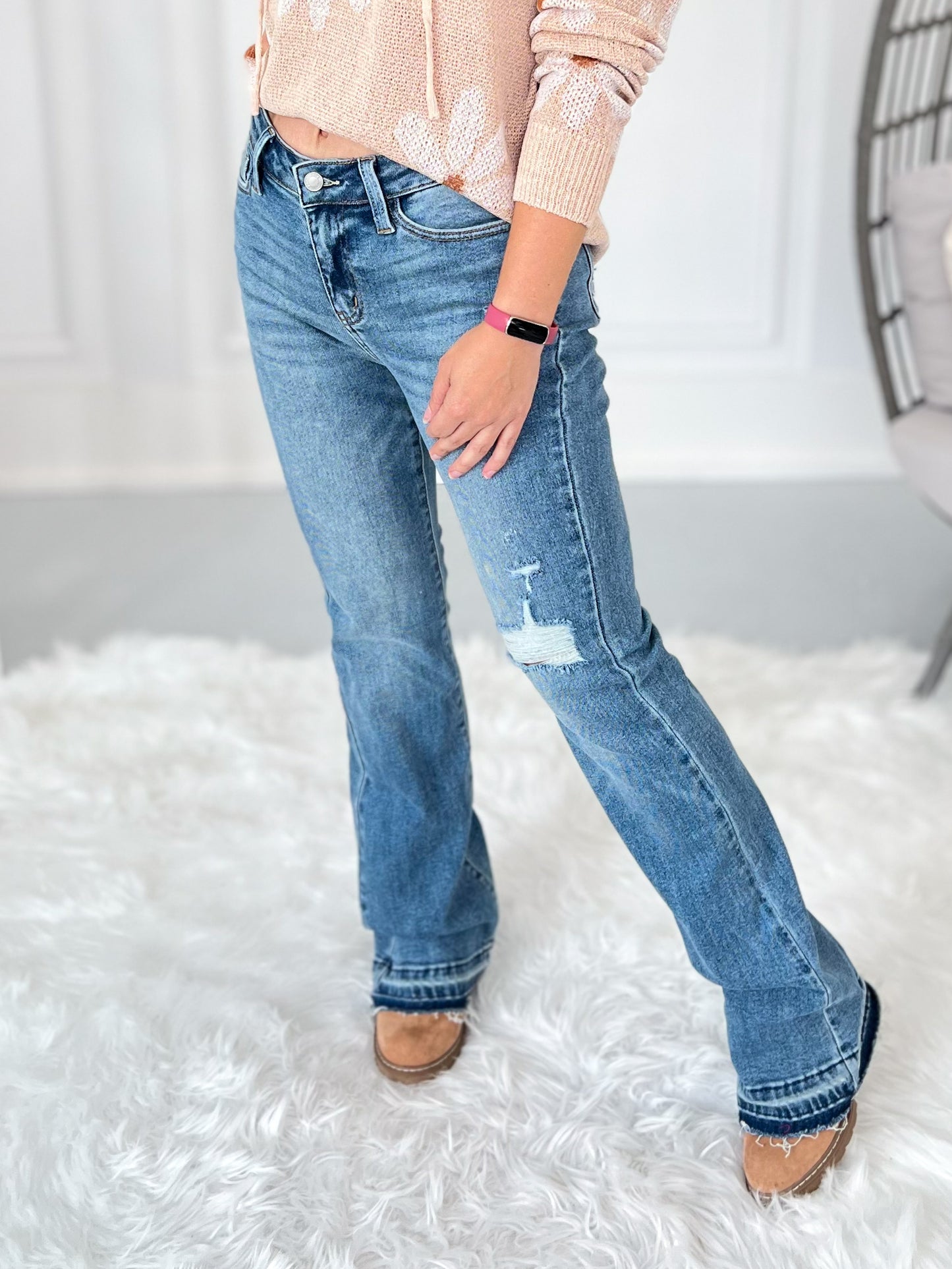 Walk It Out - Judy Blue Release Hem Bootcut Jeans