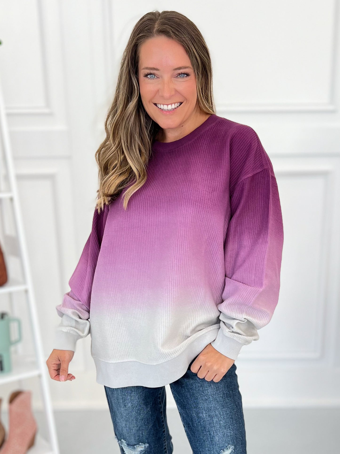 Ombre Cozy Cord Sweatshirt - Final Sale