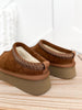 Corky's Pillow Talk Platform Slippers - Tobacco Faux Suede