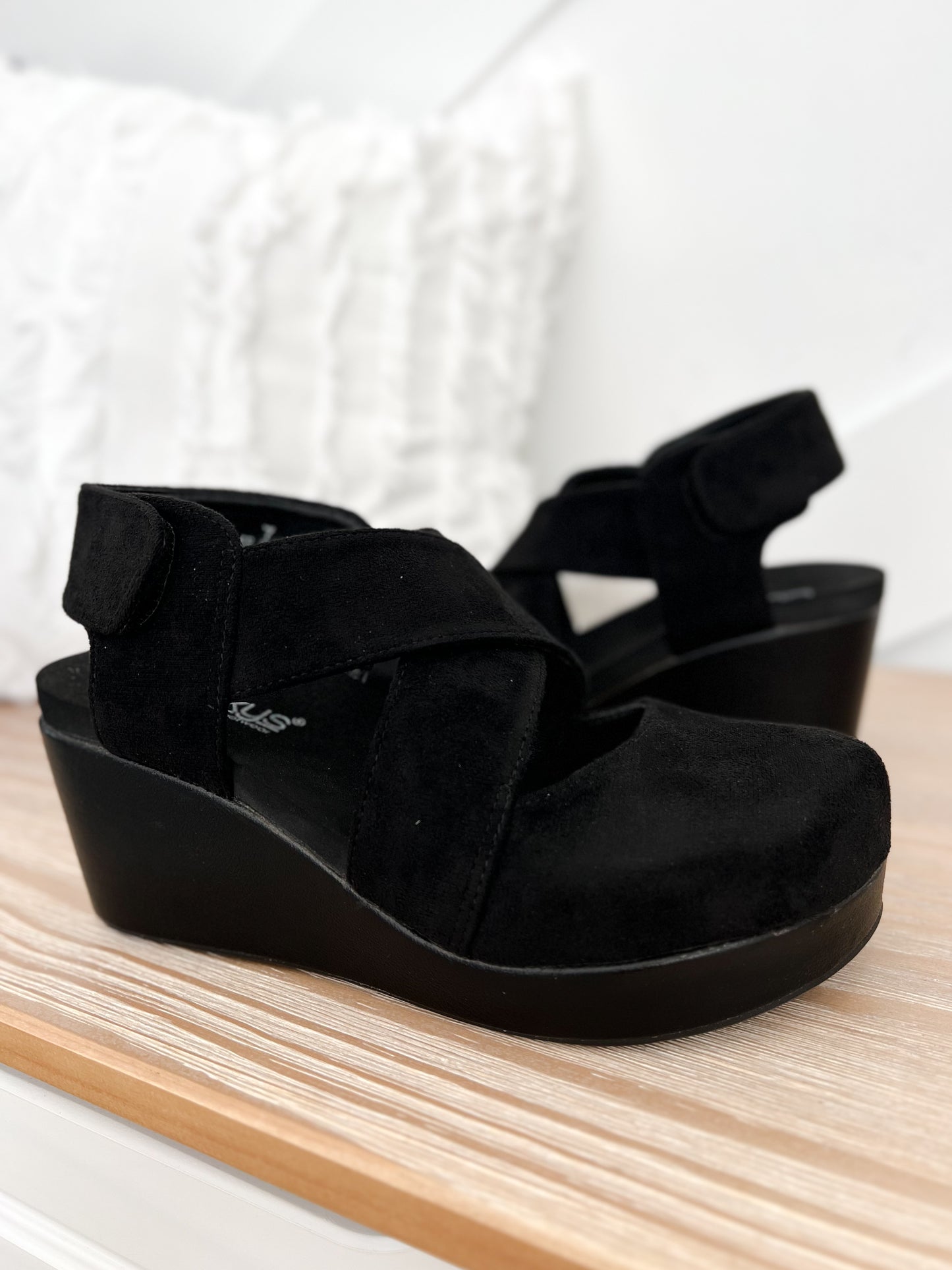 Corky's Case Closed Heel - Black Faux Suede