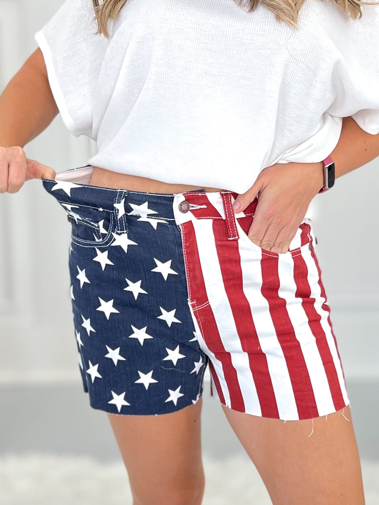 The Red, White, & Blue - Judy Blue American Flag Fray Hem Shorts - Final Sale