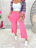 Judy Blue - Pink Dyed Tummy Control Cropped Wide Jeans - Final Sale