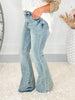 Just The Right Shade - Judy Blue Tinted Pin Tack Detail Flare Jeans