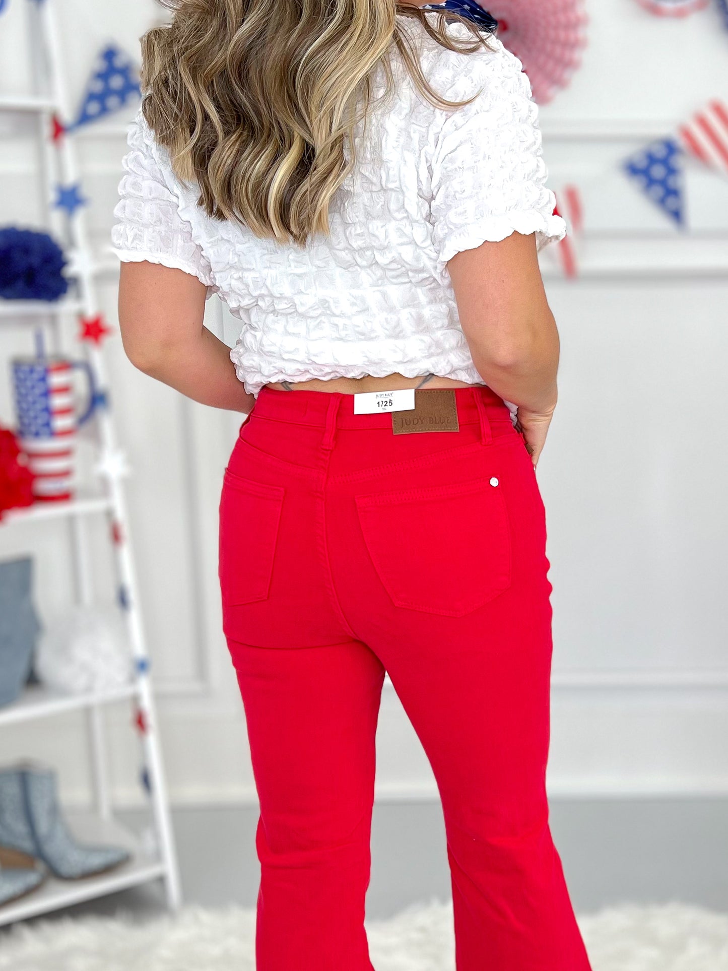 Judy Blue - Tummy Control Red Dyed Flare Jeans
