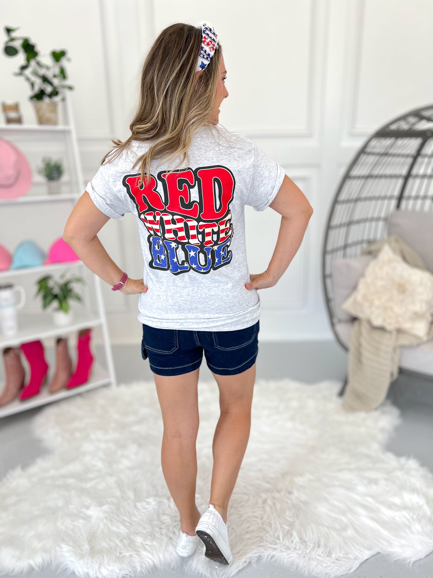 Red, White & Blue + Flag Heart Graphic Tee - Final Sale