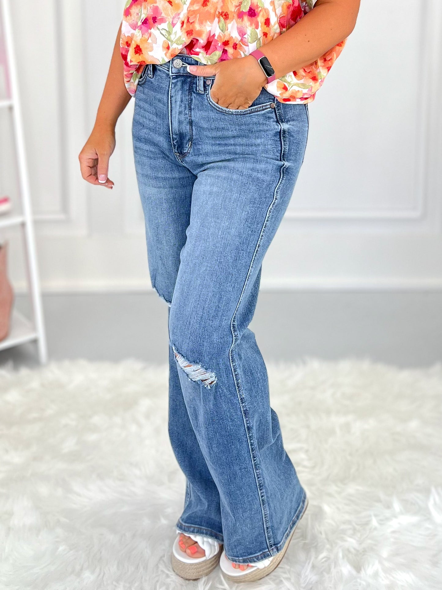 Our Little Secret - Judy Blue Distressed Tummy Control Straight Jeans