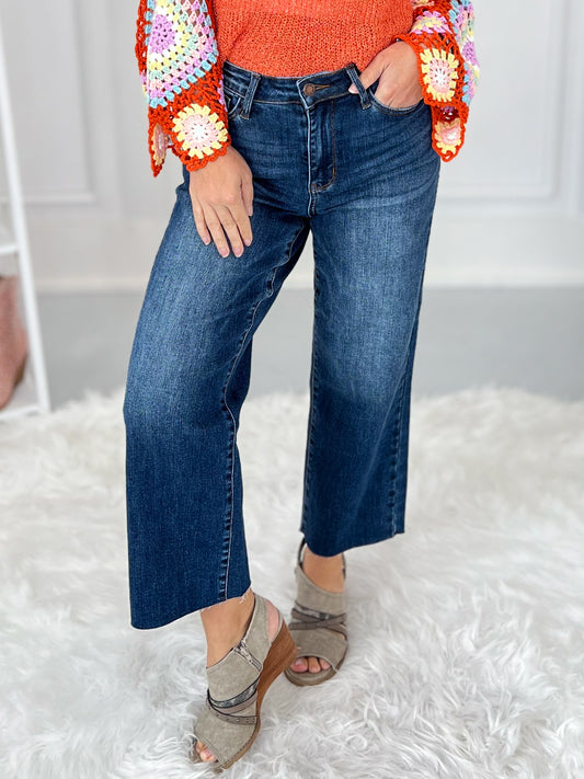 One Sweet Day  - Judy Blue Cropped Wide Leg Jeans- Final Sale