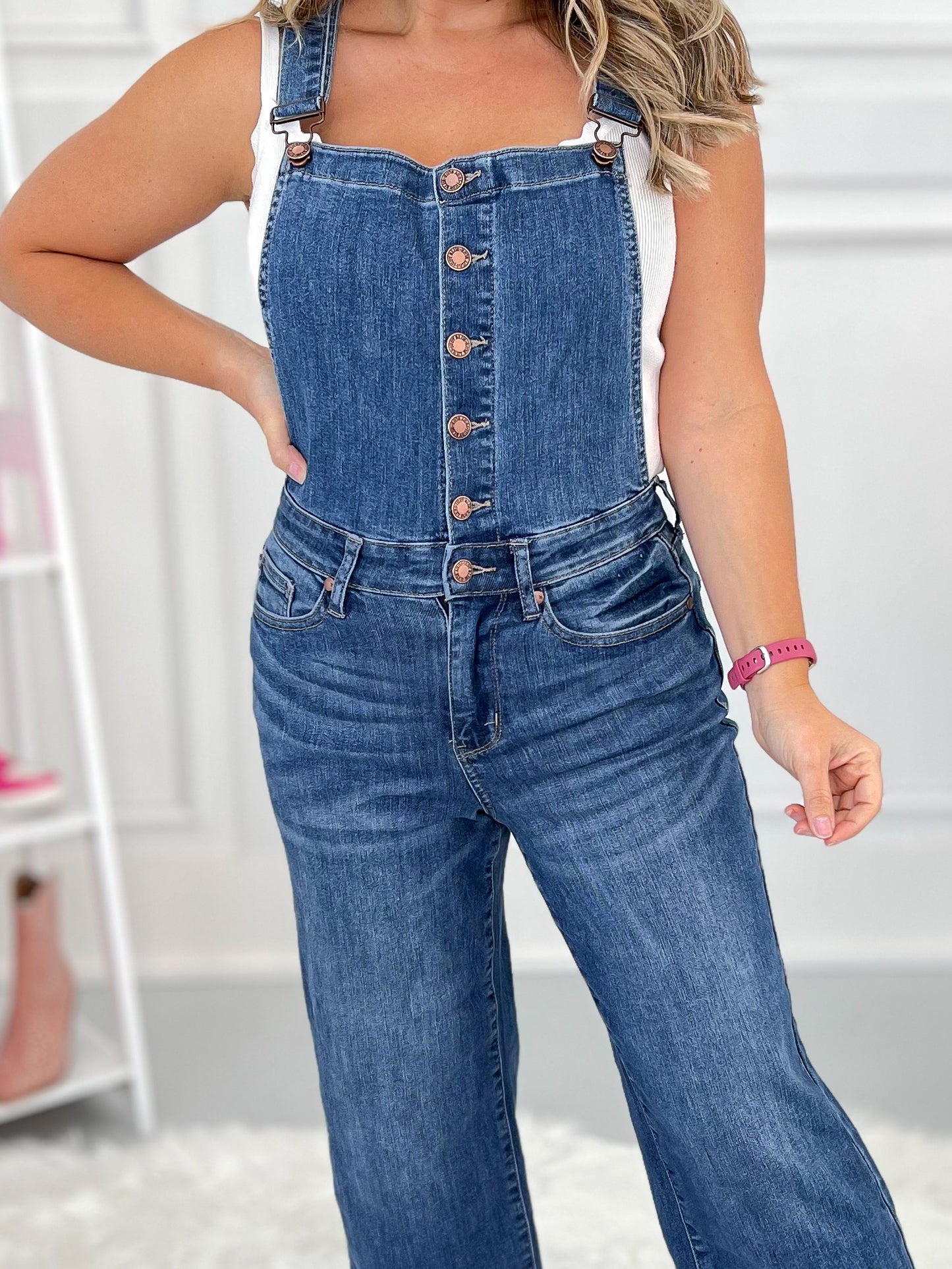Judy Blue Cropped Wide Denim Overalls