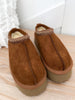 Corky's Pillow Talk Platform Slippers - Tobacco Faux Suede