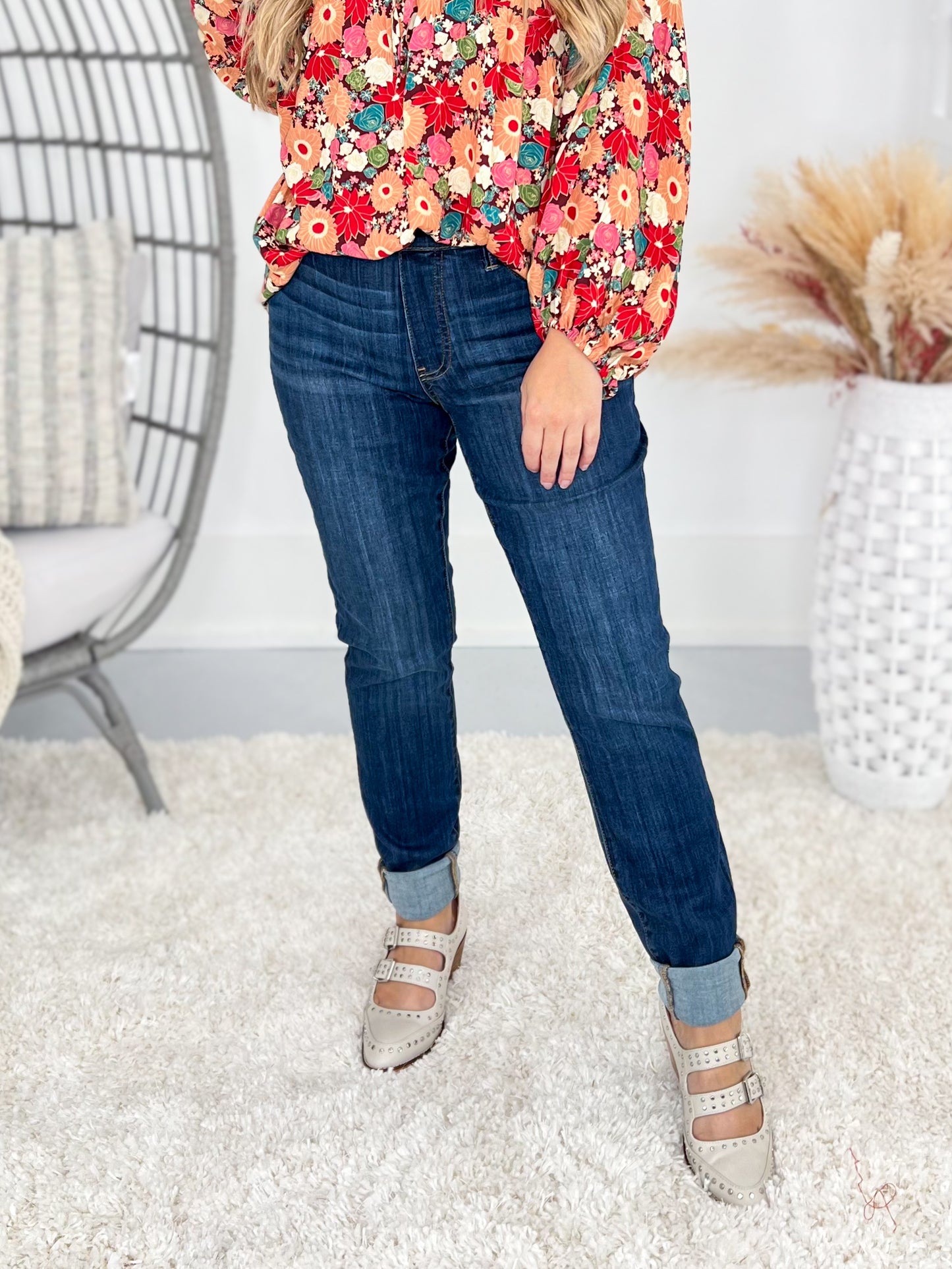 Shake It Off - Judy Blue Pull On Double Cuff Slim Jeans