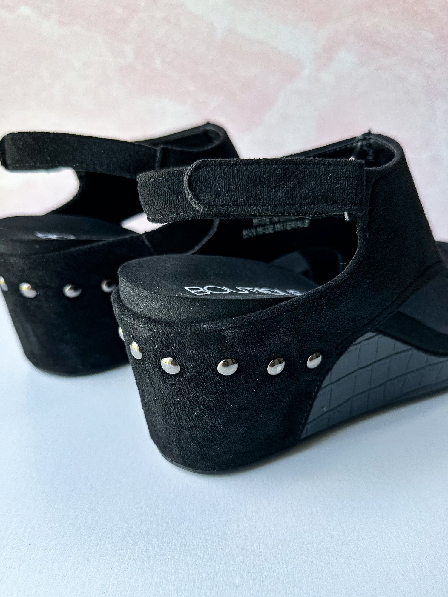 UGG HARLOW Ladies Suede Wedge Heel Sandals Black | Shuperb