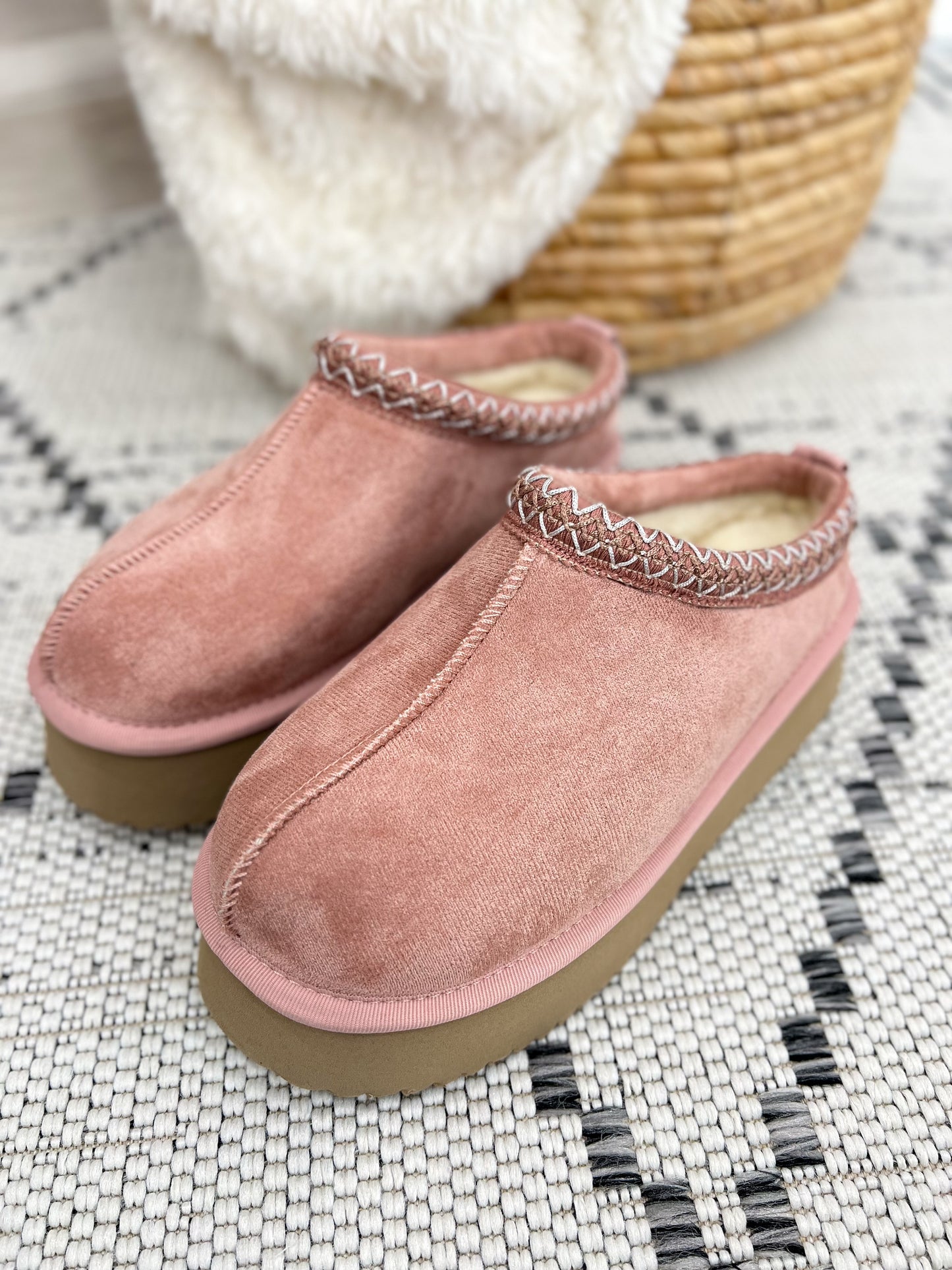 Corky's Pillow Talk Platform Slippers - Blush Faux Suede