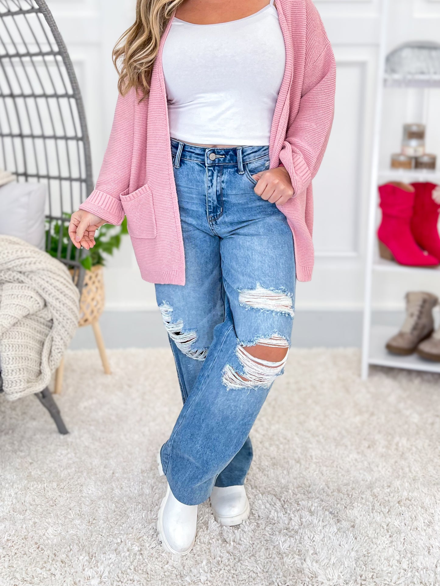Happy Days - Judy Blue Rigid Magic 90's Destroyed Straight Jeans- Final Sale