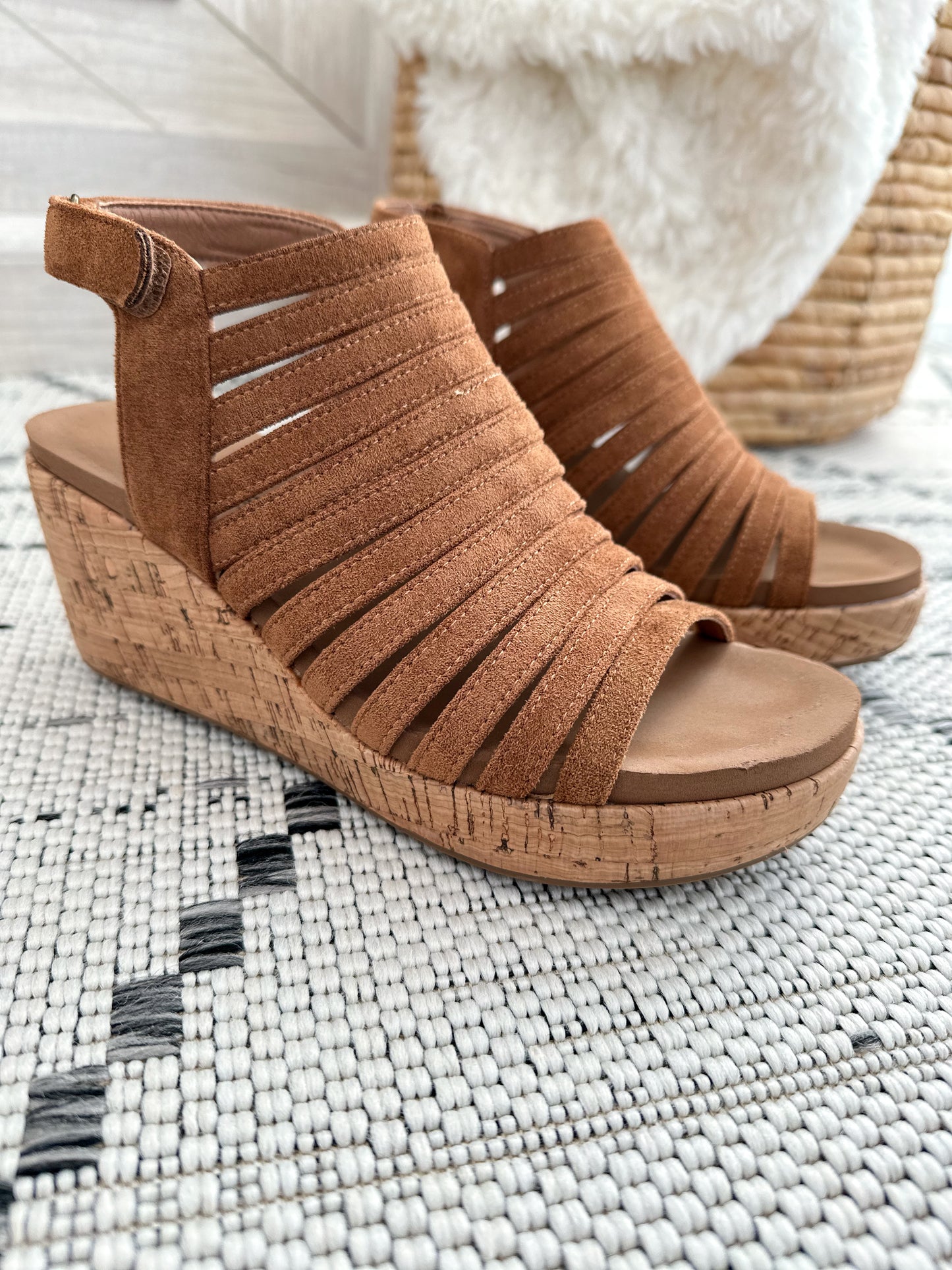 Corky's Oopsie Daisey Wedge - Tan Faux Suede