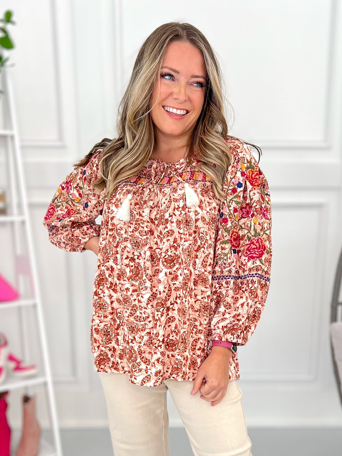 Tuscan Sun Embroidered Blouse - Final Sale