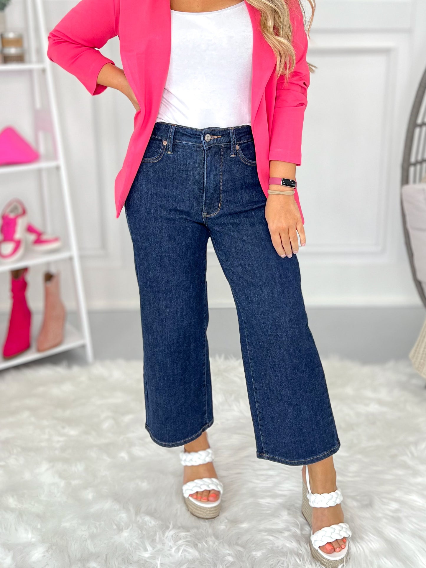 Tailor Made - Judy Blue Tummy Control Tailored Crop Wide Jeans - Final Sale