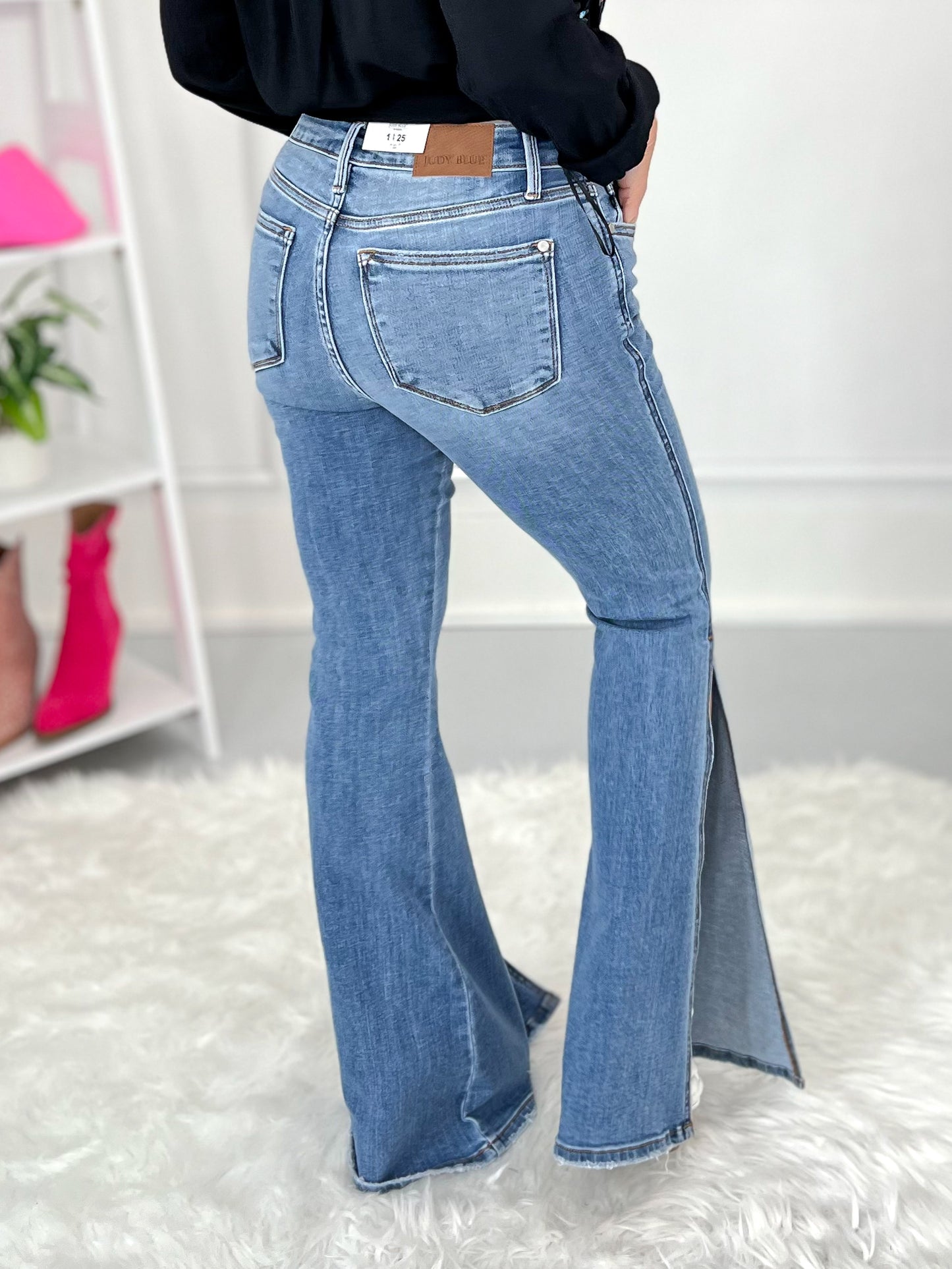 Judy Blue - Peak-A-Boot Hem Slit Flare Jeans- Final Sale