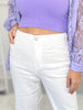 Judy Blue Braided Waistband Wide White Jeans