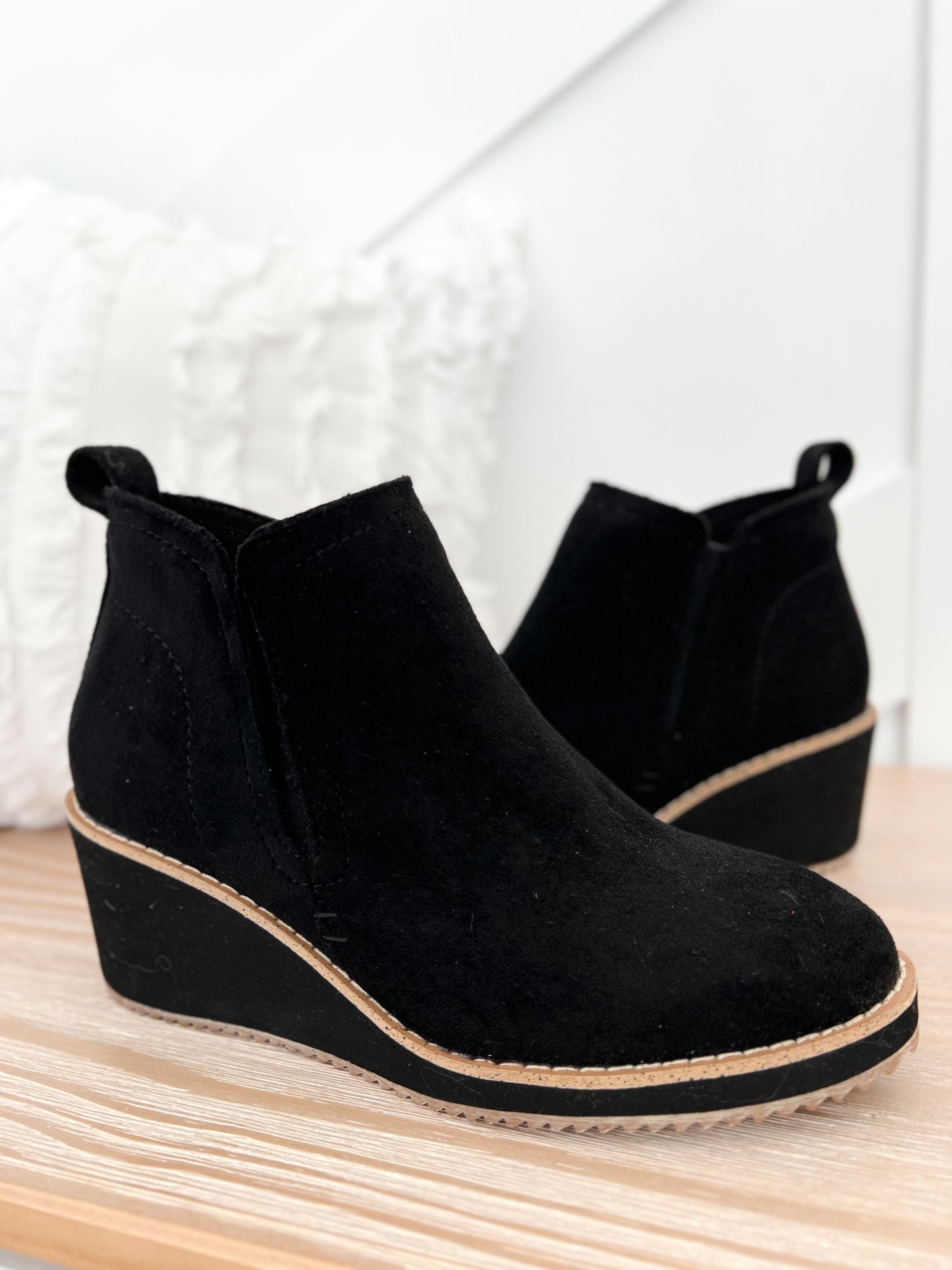 Corky's Tomb Wedge - Black Suede