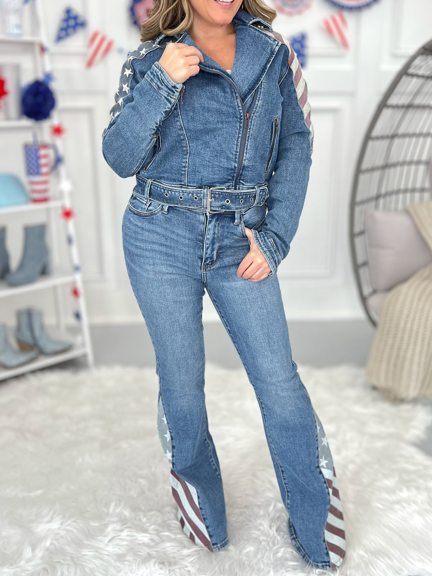 Freedom Rings - Judy Blue Americana Denim Moto Jacket