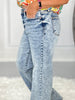 Judy Blue Mineral Wash Raw Hem Wide Jeans