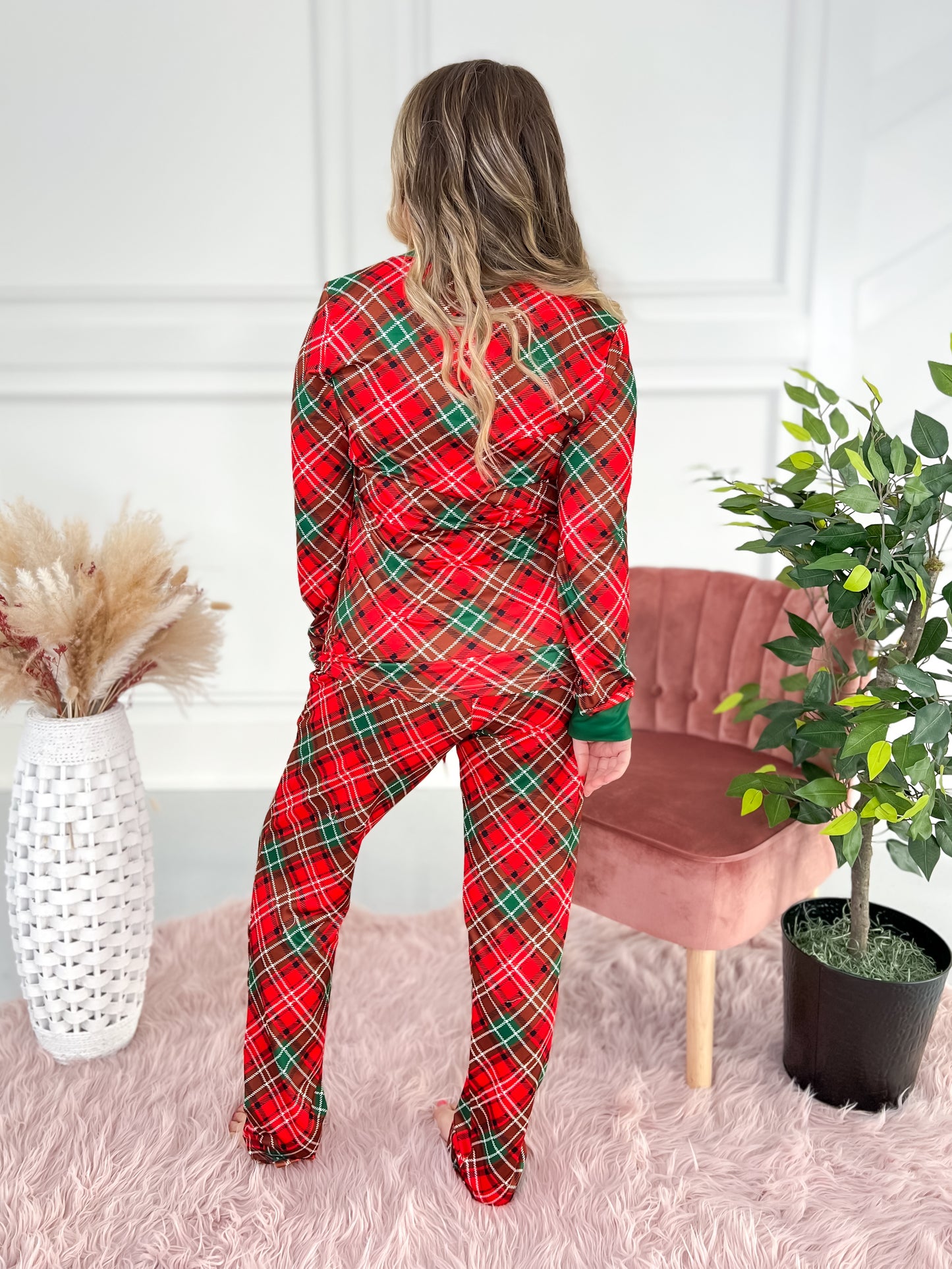 Holiday Pajama Pant Set - Green Red Plaid