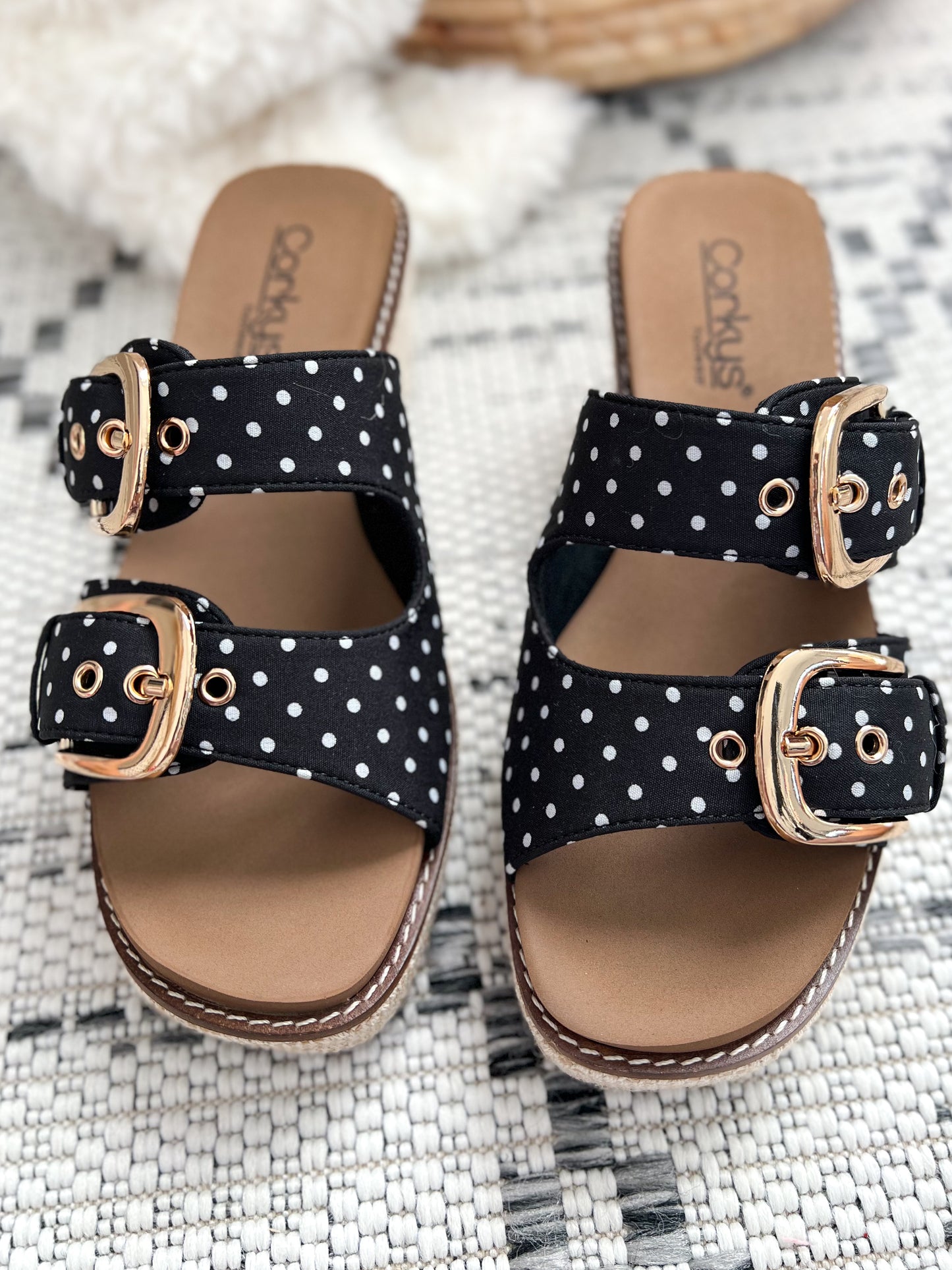 Corky's Manifest Wedge - B & W Polka Dot